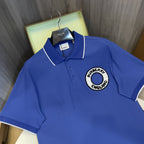 Logo Graphic Cotton Piqué Polo Shirt Blue