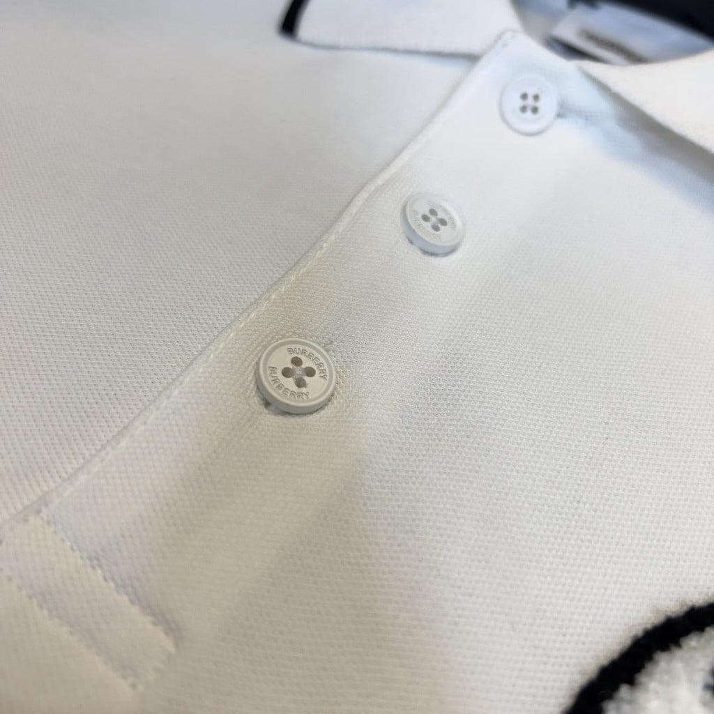 Logo Graphic Cotton Piqué Polo Shirt White