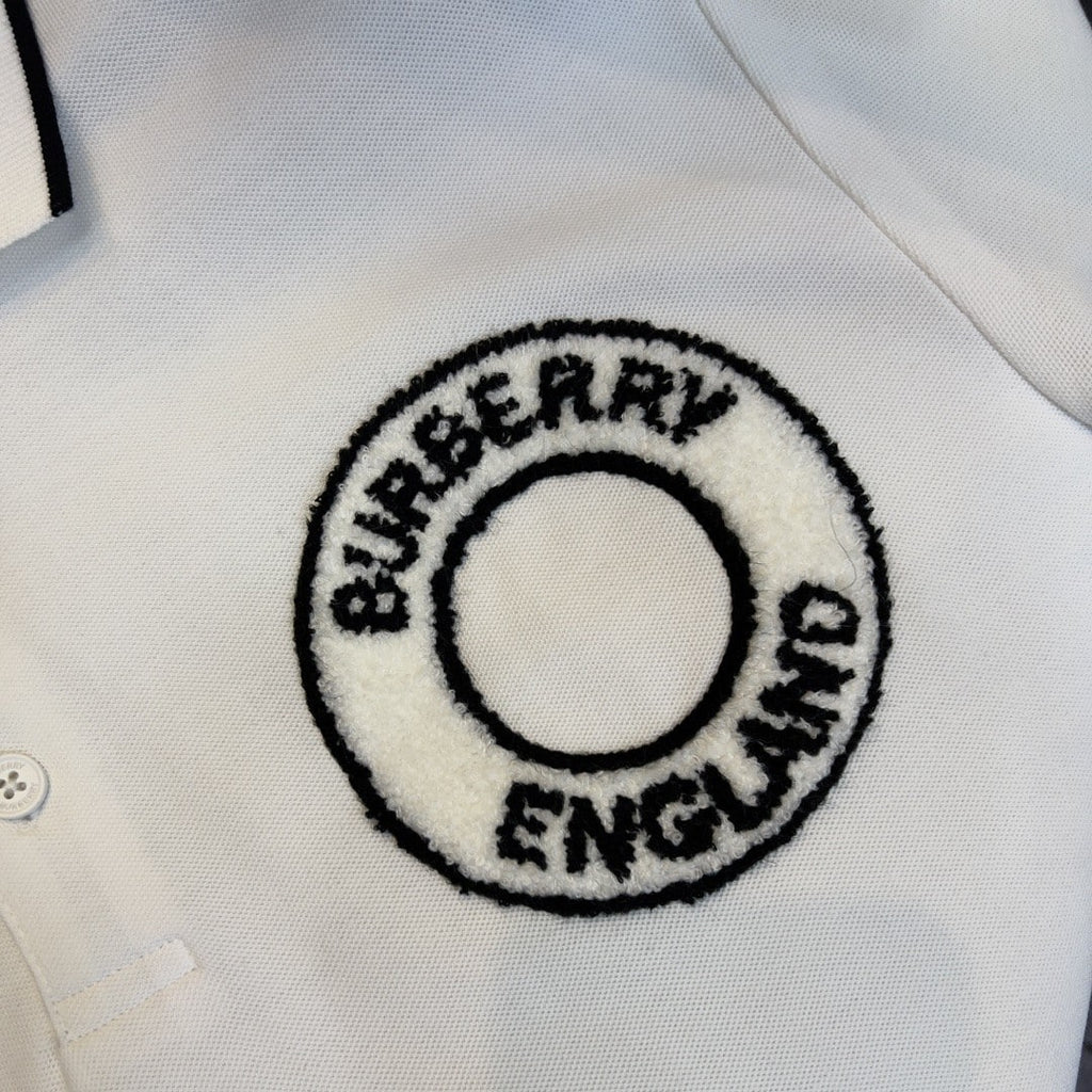 Logo Graphic Cotton Piqué Polo Shirt White
