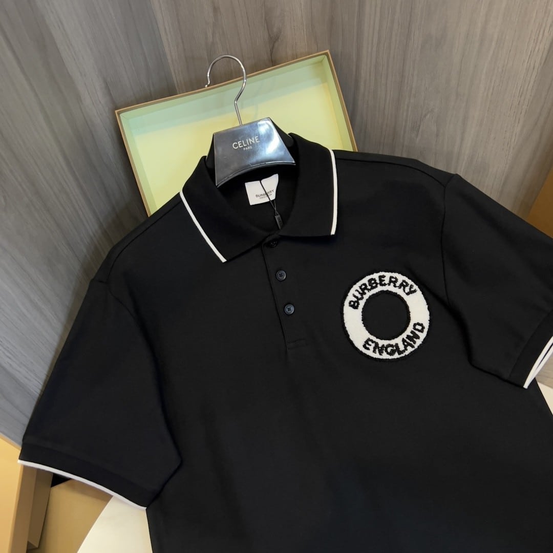 Logo Graphic Cotton Piqué Polo Shirt Black