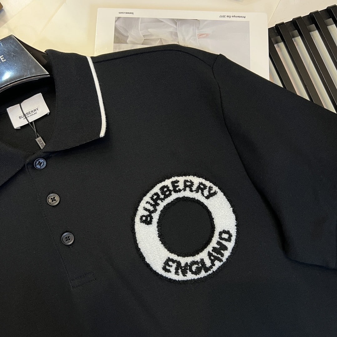 Logo Graphic Cotton Piqué Polo Shirt Black
