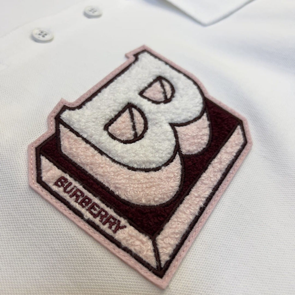 B letter pattern cotton polo shirt