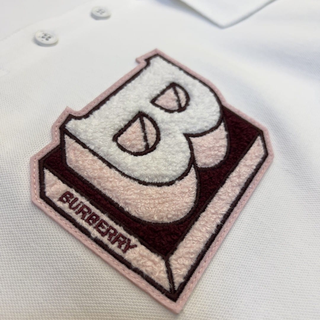 B letter pattern cotton polo shirt