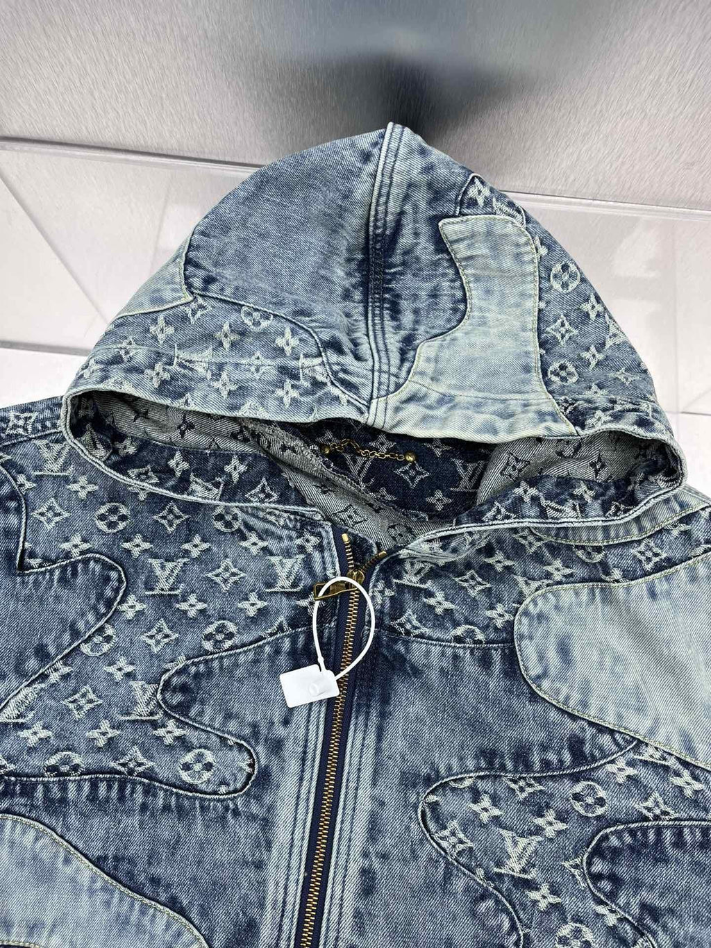 Monogram Patchwork Denim Hoodie