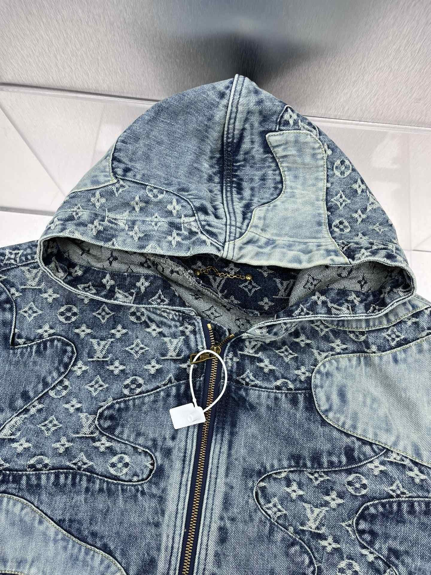 Monogram Patchwork Denim Hoodie