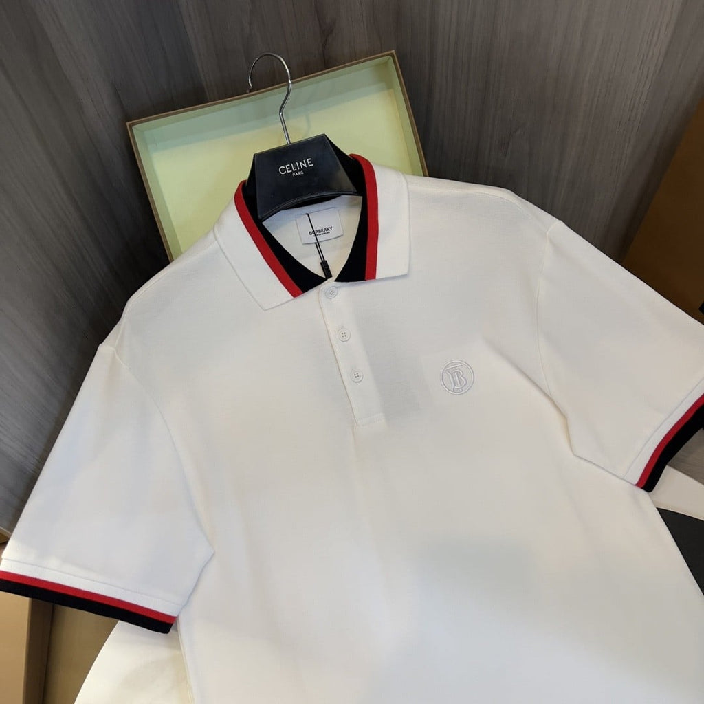 Burberry Collar Cotton Polo Shirt White