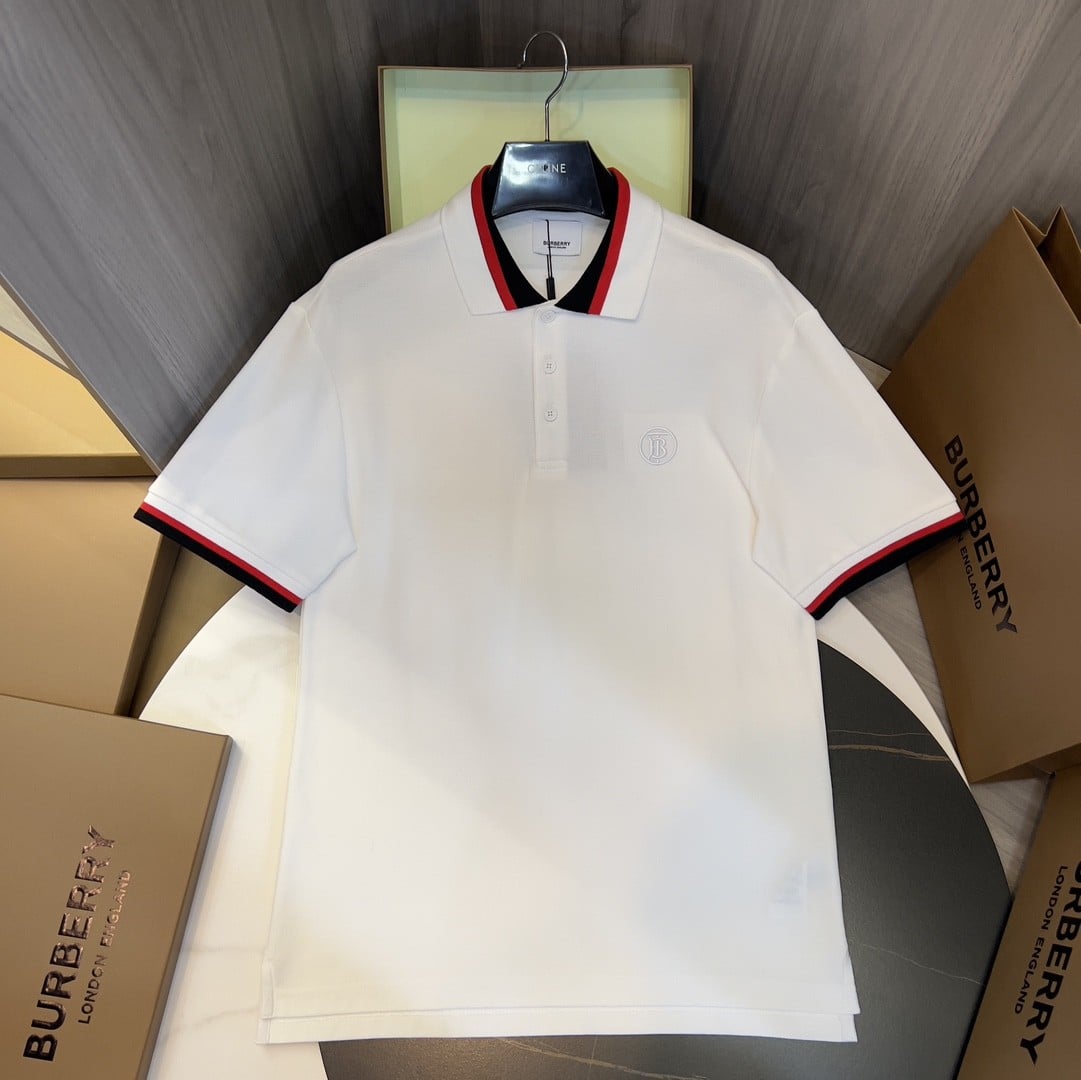 Burberry Collar Cotton Polo Shirt White