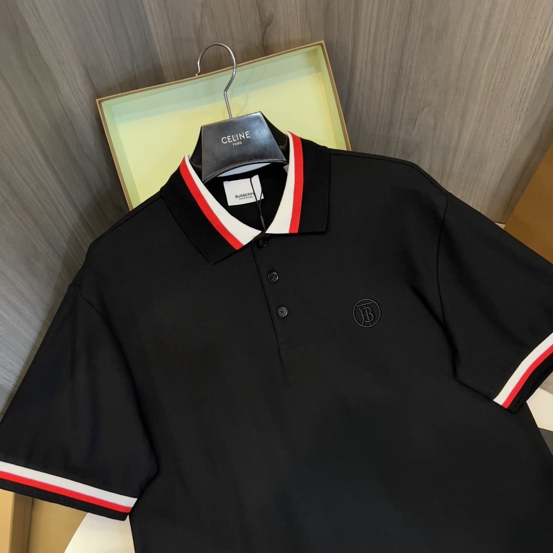 Burberry Collar Cotton Polo Shirt Black