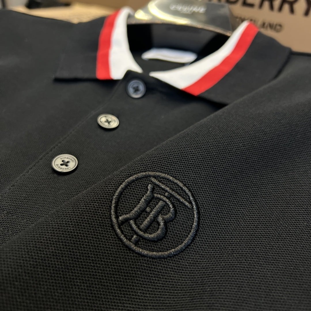 Burberry Collar Cotton Polo Shirt Black