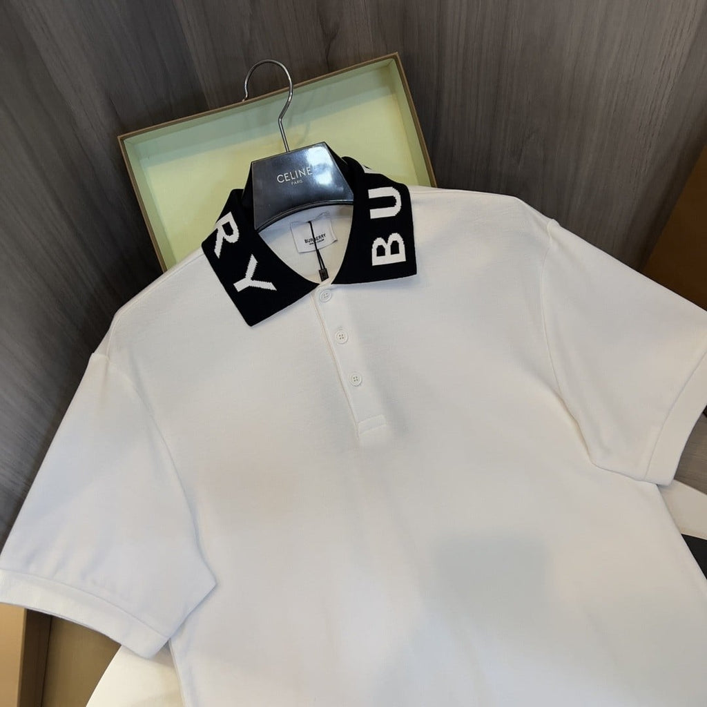 Burberry Collar Cotton Polo Shirt White