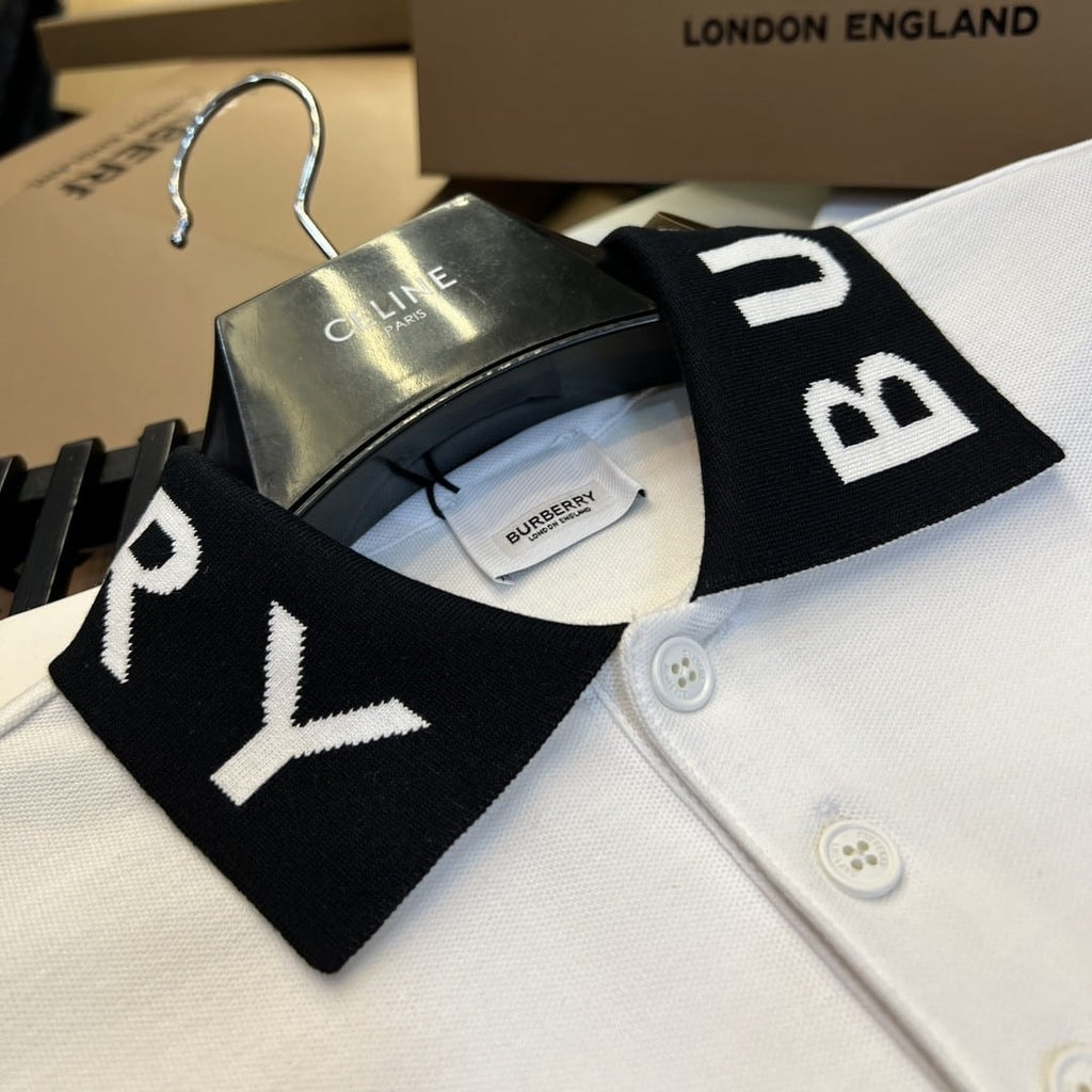 Burberry Collar Cotton Polo Shirt White
