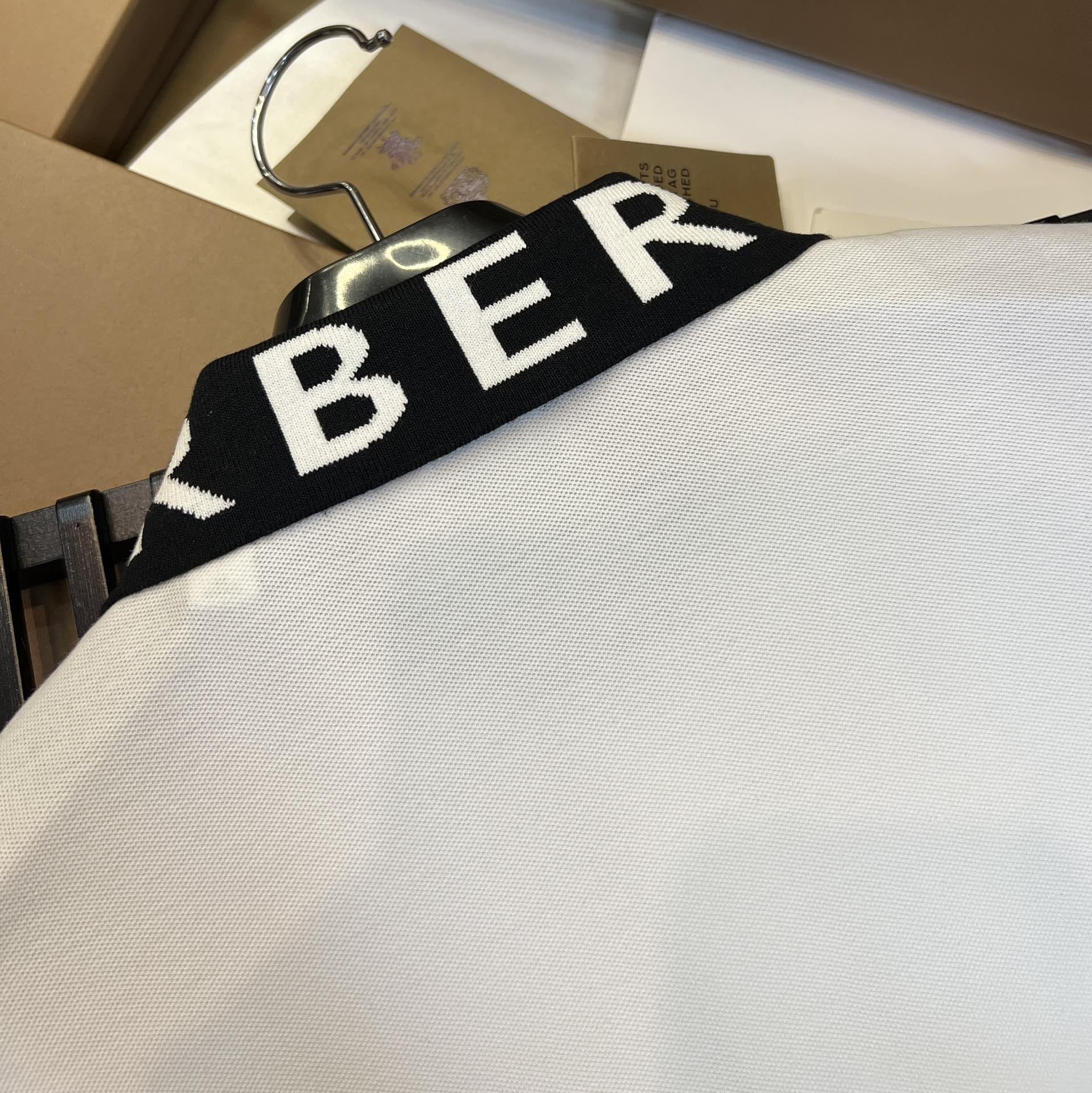 Burberry Collar Cotton Polo Shirt White