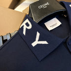 Burberry Collar Cotton Polo Shirt Navy Blue