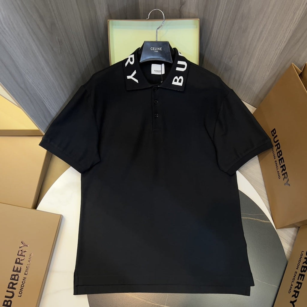 Burberry Collar Cotton Polo Shirt Black