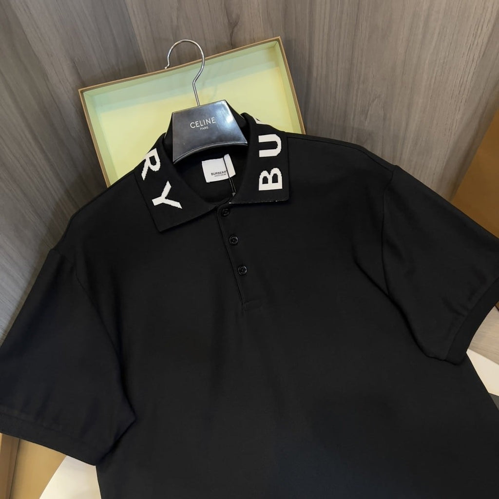 Burberry Collar Cotton Polo Shirt Black