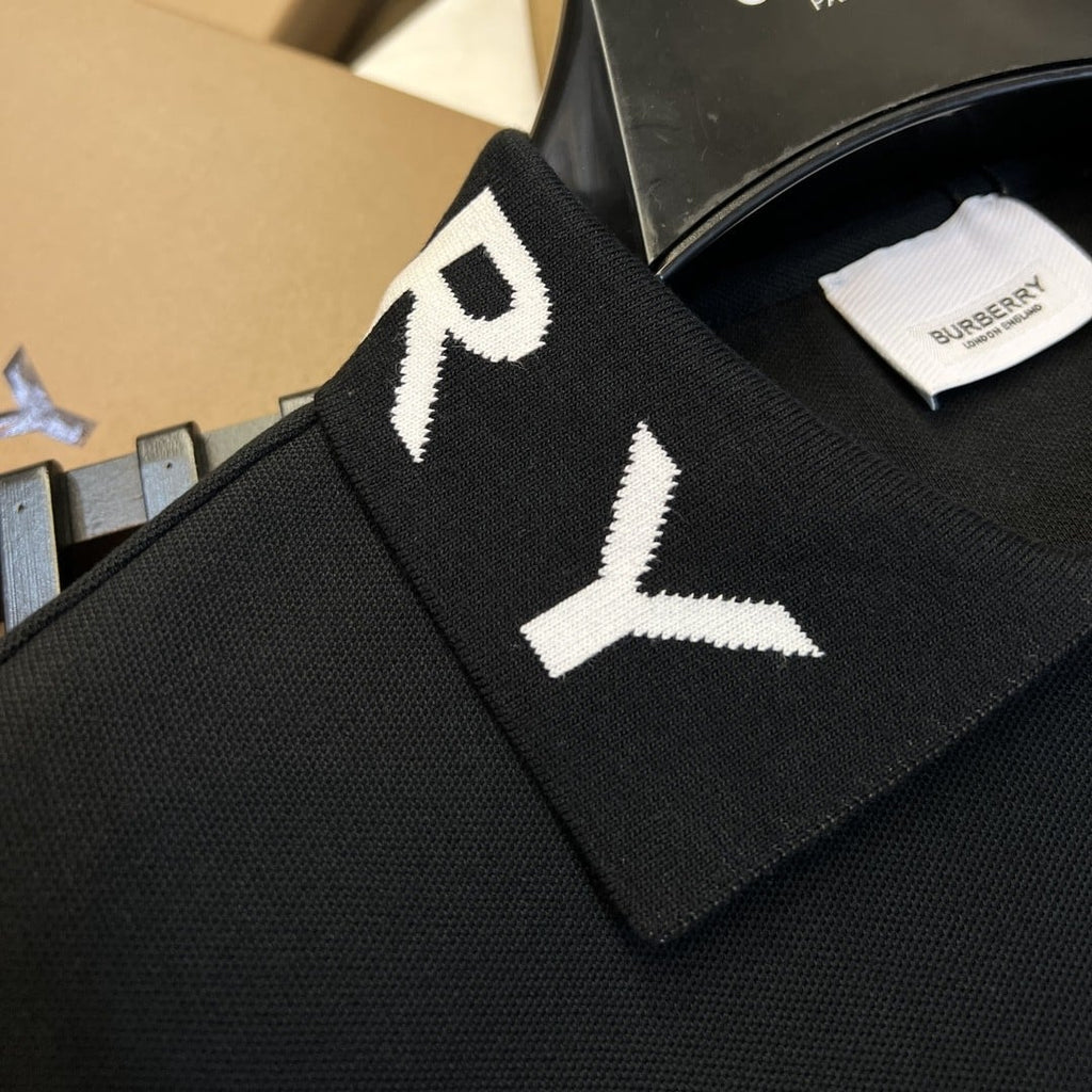 Burberry Collar Cotton Polo Shirt Black