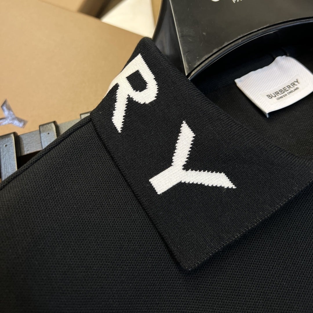 Burberry Collar Cotton Polo Shirt Black