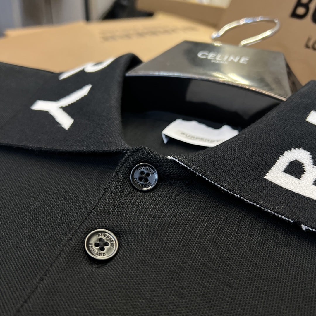 Burberry Collar Cotton Polo Shirt Black