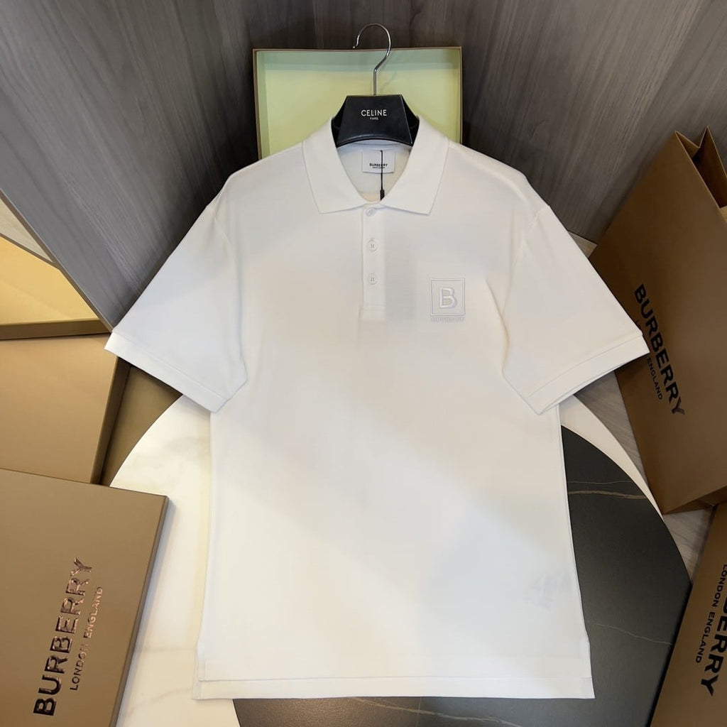 New Collar Cotton Polo Shirt White