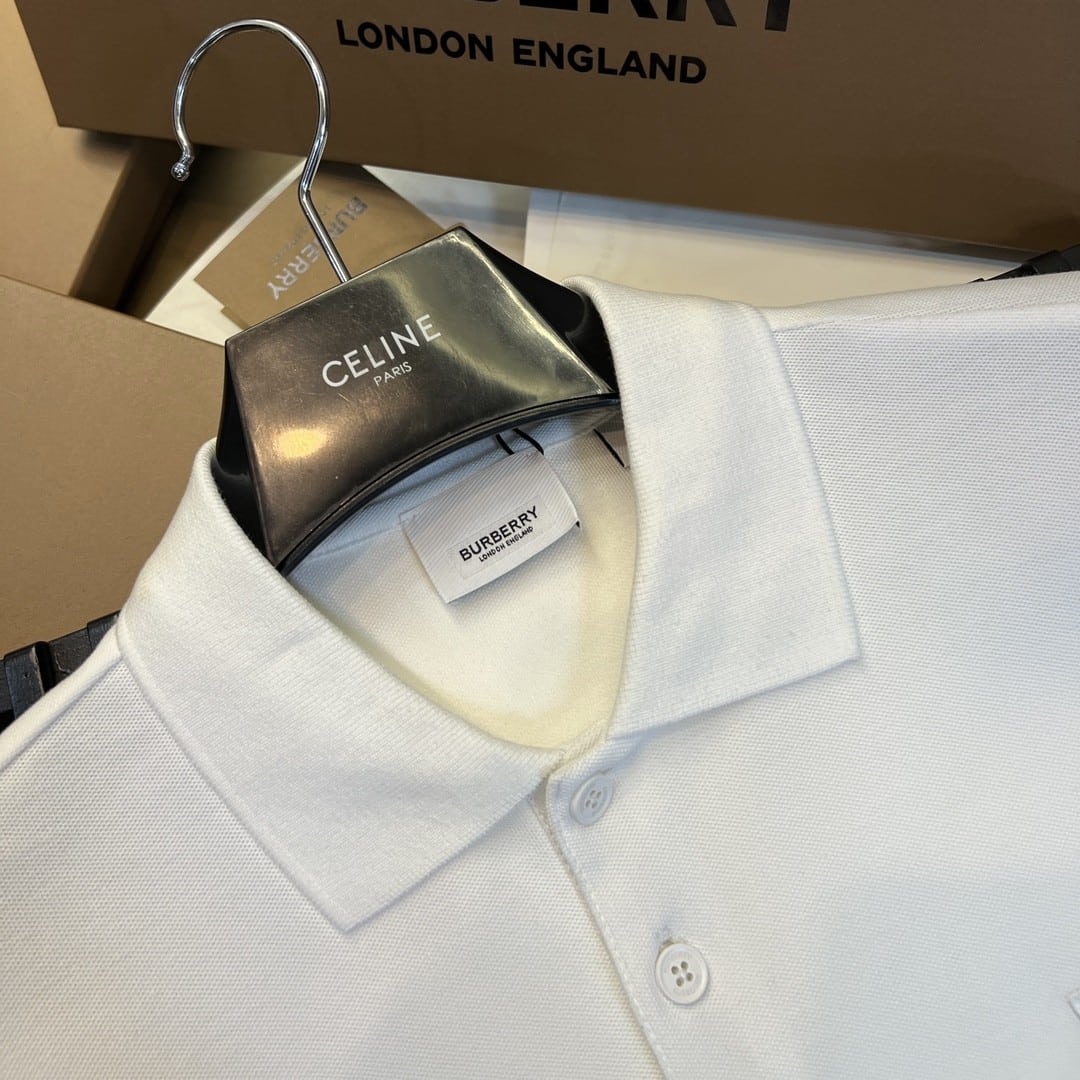New Collar Cotton Polo Shirt White