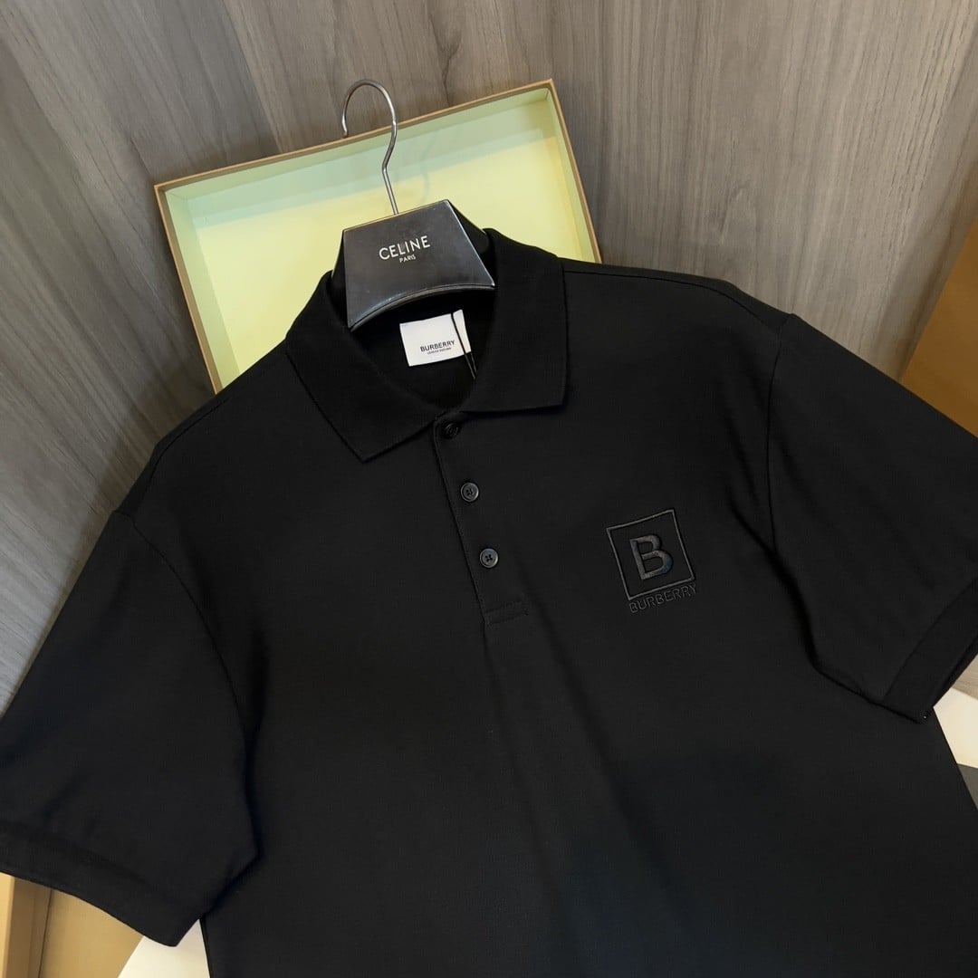 New Collar Cotton Polo Shirt Black
