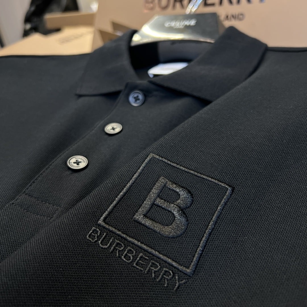 New Collar Cotton Polo Shirt Black