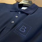 New Collar Cotton Polo Shirt Navy Blue