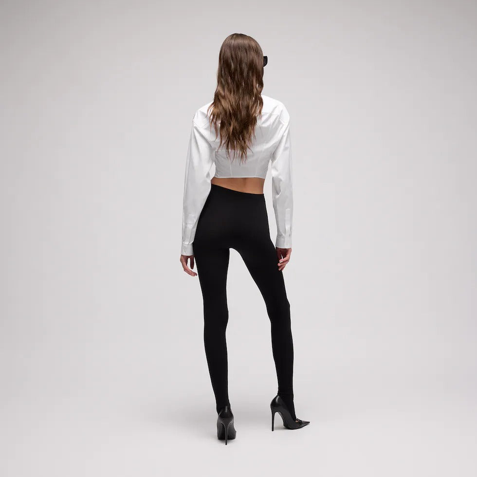 Cropped cotton poplin shirt