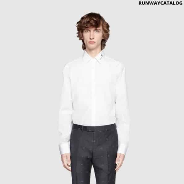 Gucci Poplin shirt with Gucci flower fil coupé
