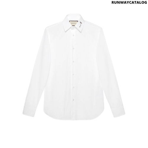 Gucci Poplin shirt with Gucci flower fil coupé