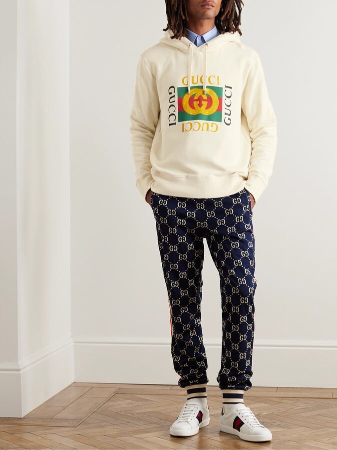 Gucci Logo-Print Cotton-Jersey Hoodie