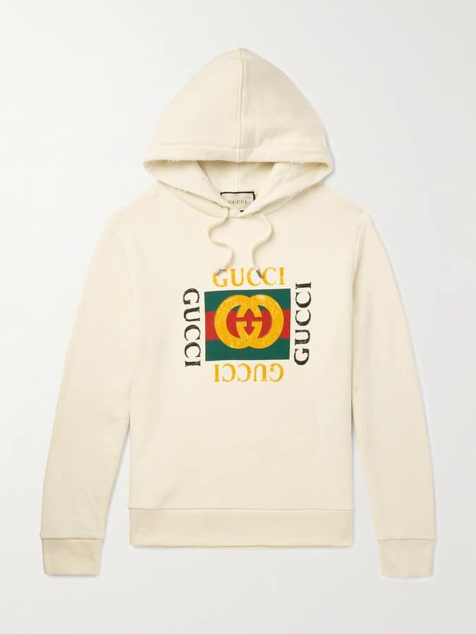 Gucci Logo-Print Cotton-Jersey Hoodie