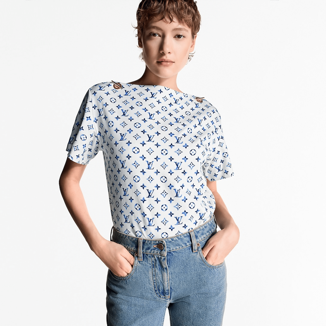 Aquarelle Monogram Eyelet T-Shirt