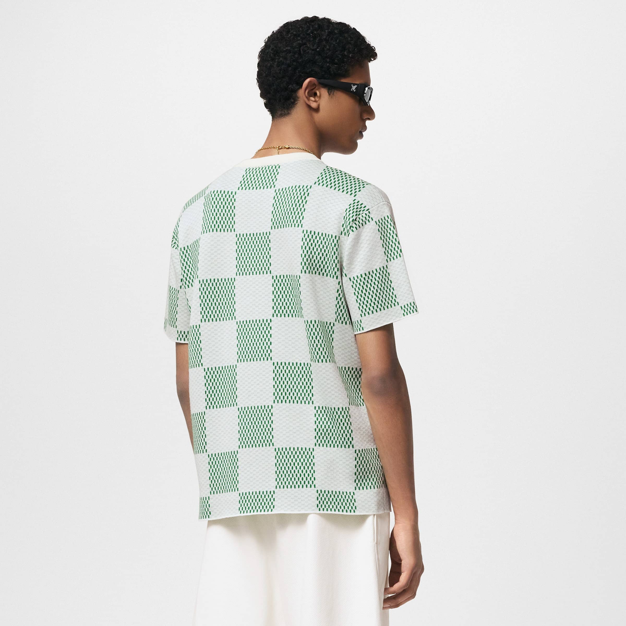 Damier Knitted Short-Sleeved Crewneck