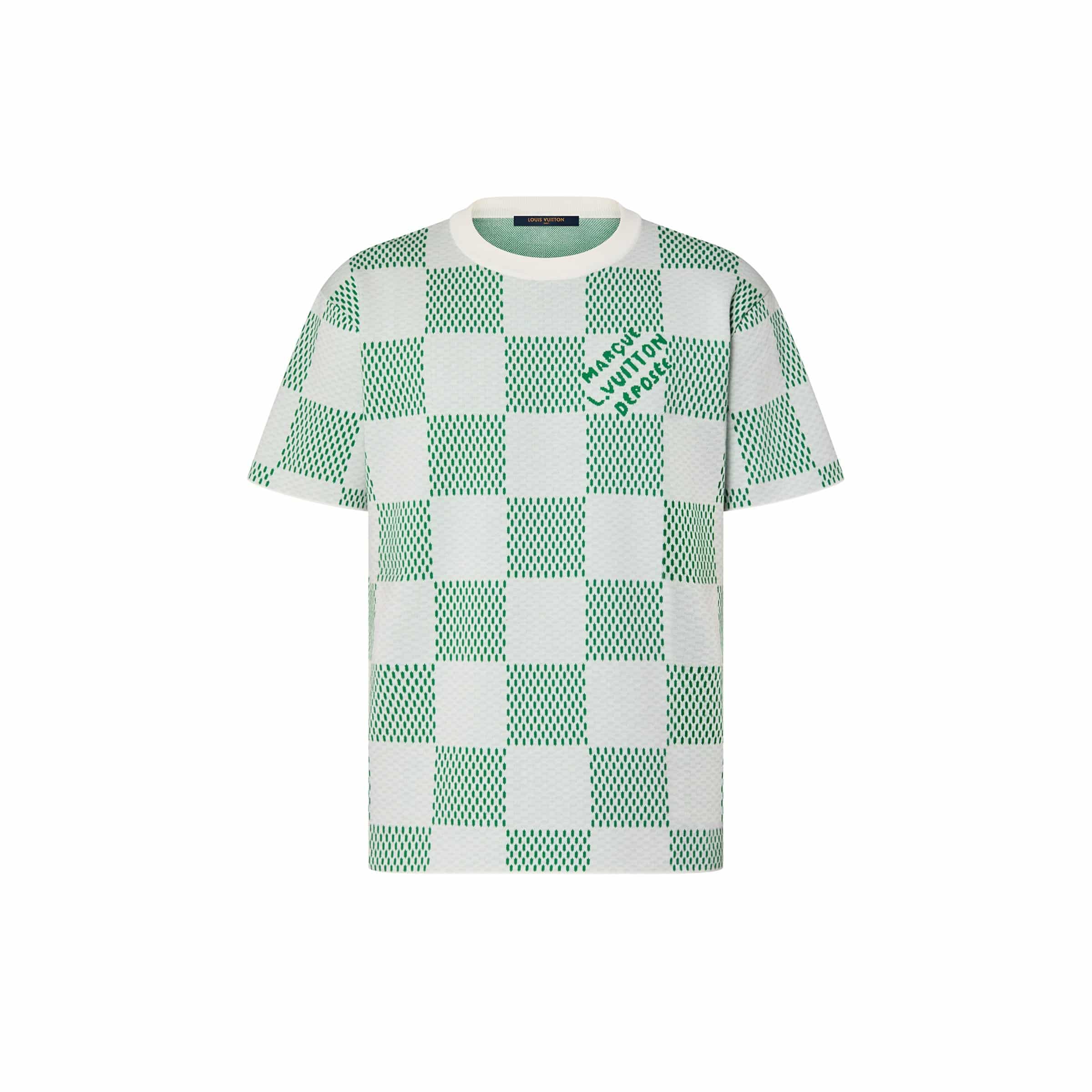 Damier Knitted Short-Sleeved Crewneck
