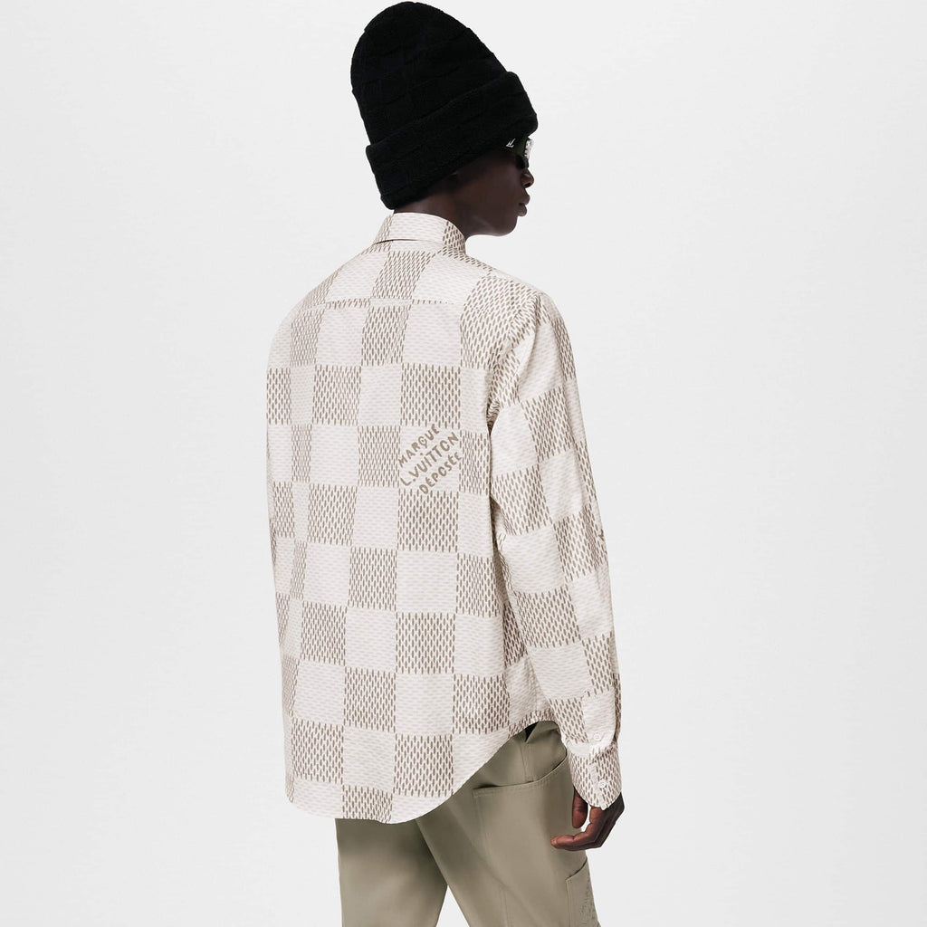Damier Long-Sleeved Classic Cotton Shirt