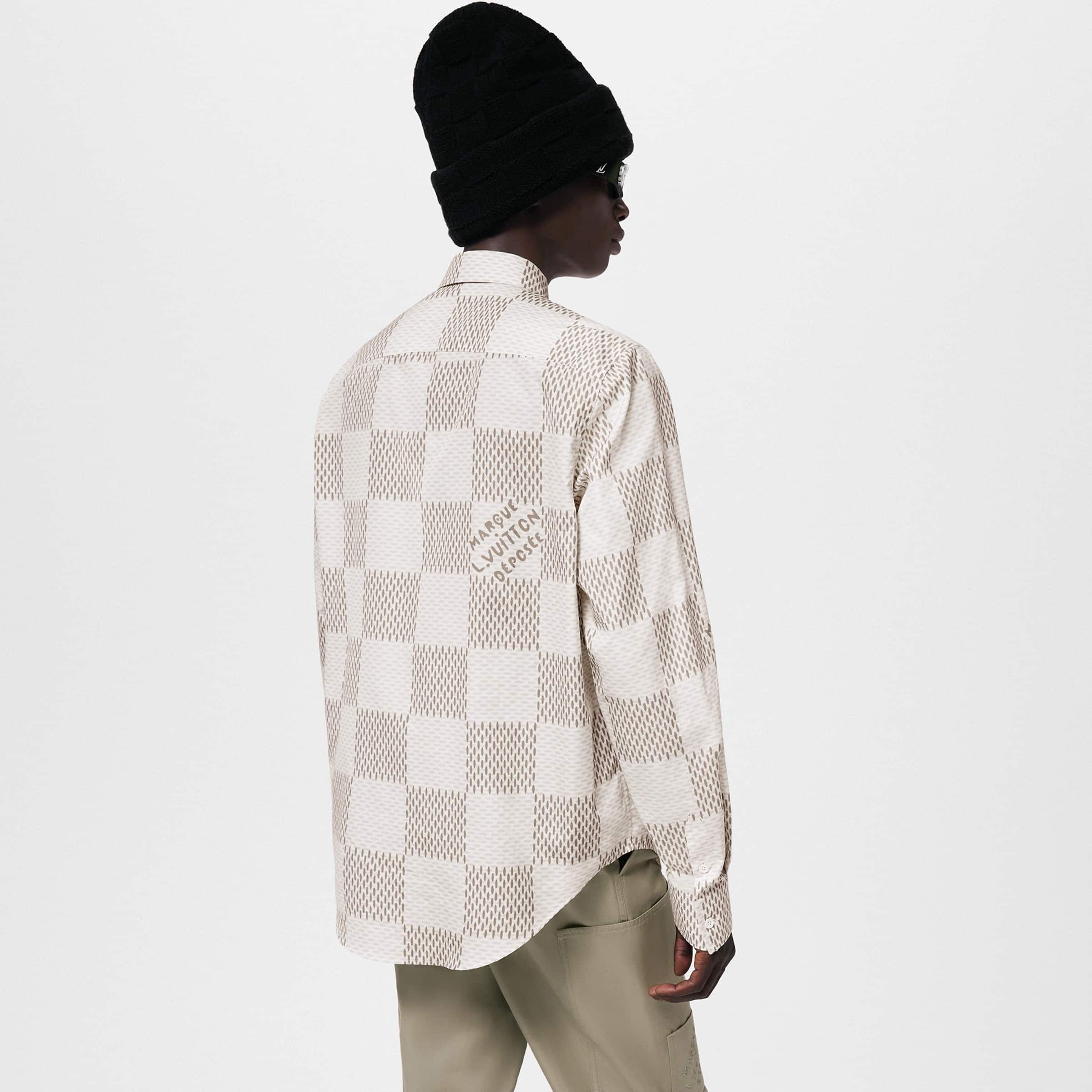 Damier Long-Sleeved Classic Cotton Shirt