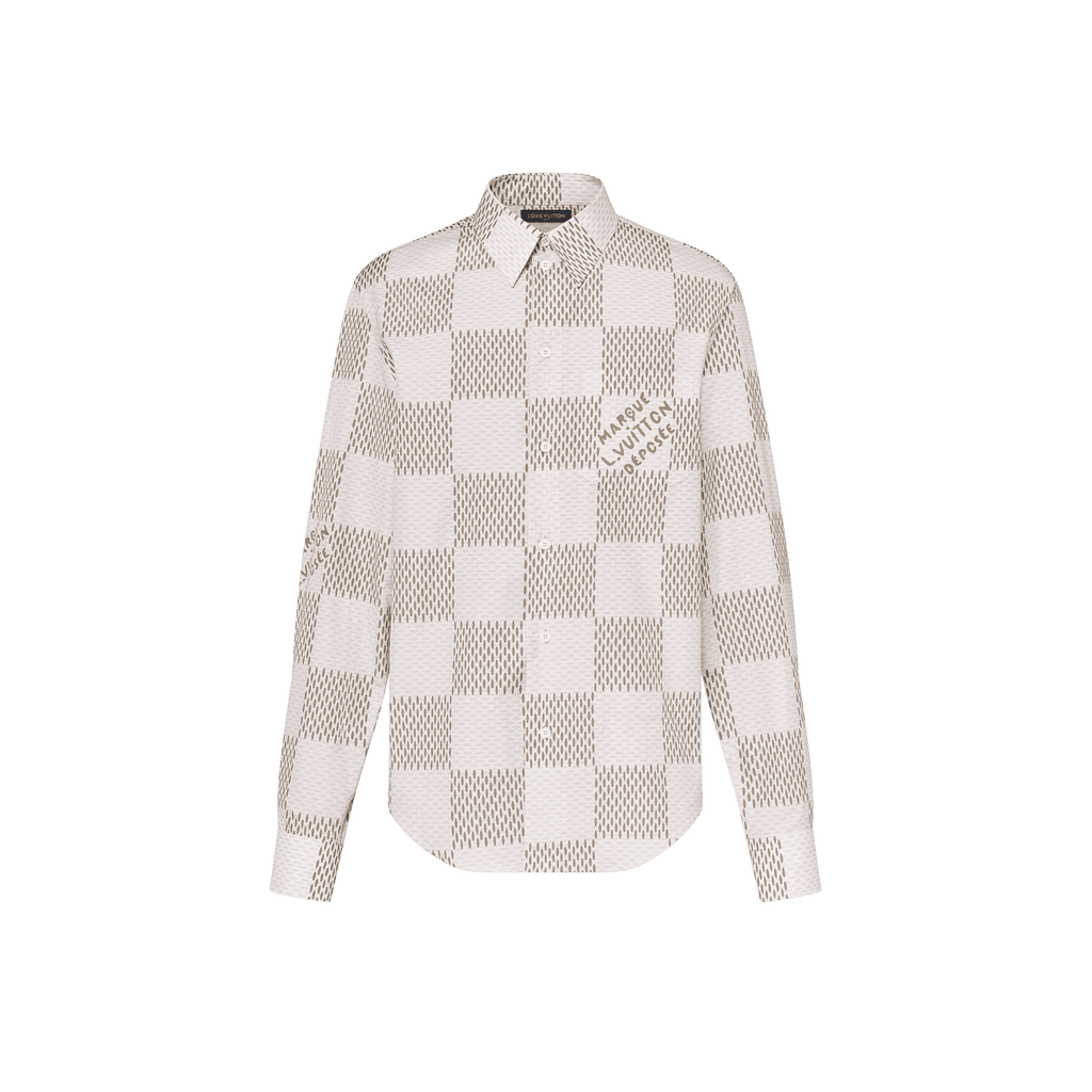 Damier Long-Sleeved Classic Cotton Shirt
