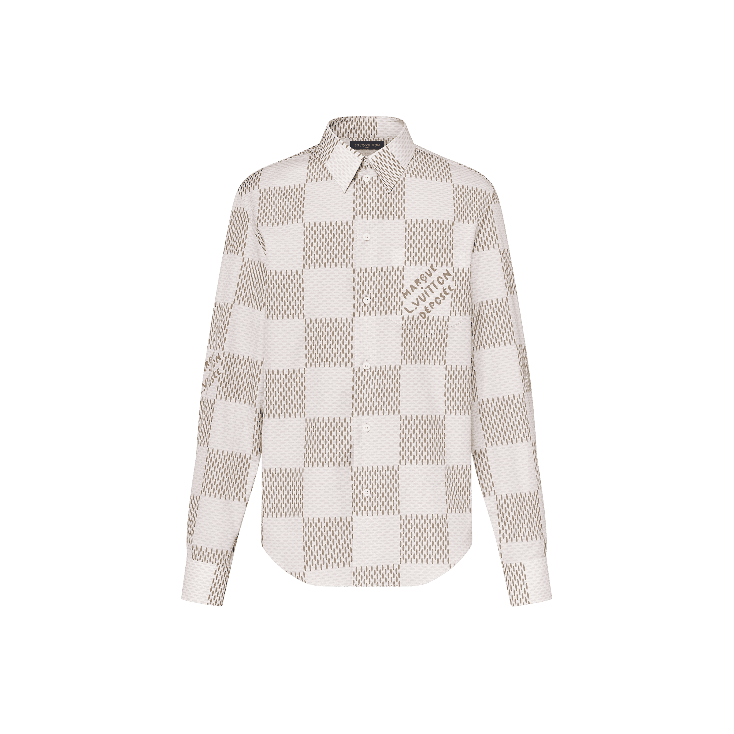 Damier Long-Sleeved Classic Cotton Shirt