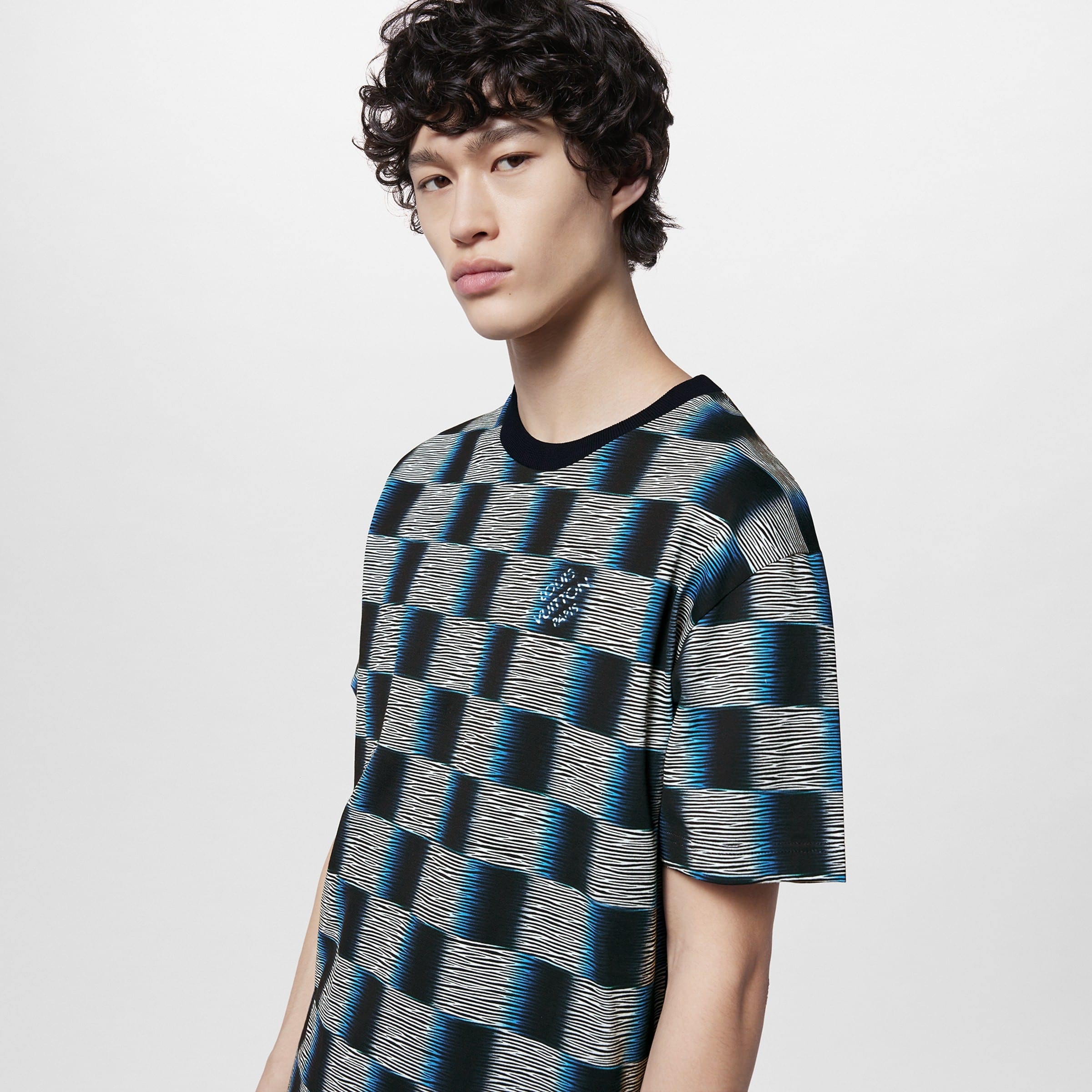 Damier Short-Sleeved Cotton T-Shirt