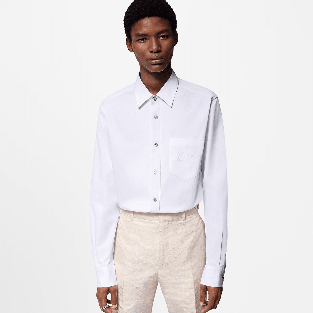 LV Embroidered Long-Sleeved Cotton Shirt