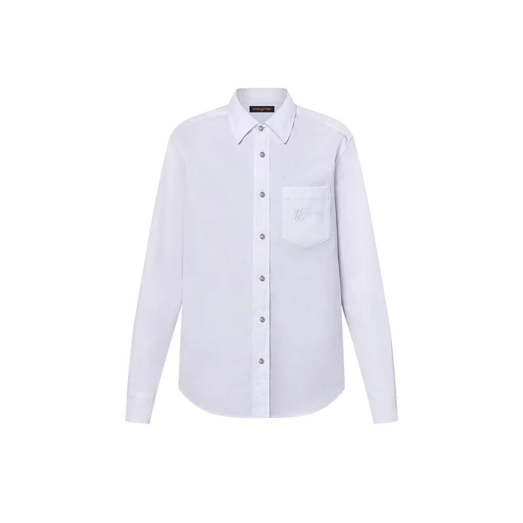 LV Embroidered Long-Sleeved Cotton Shirt