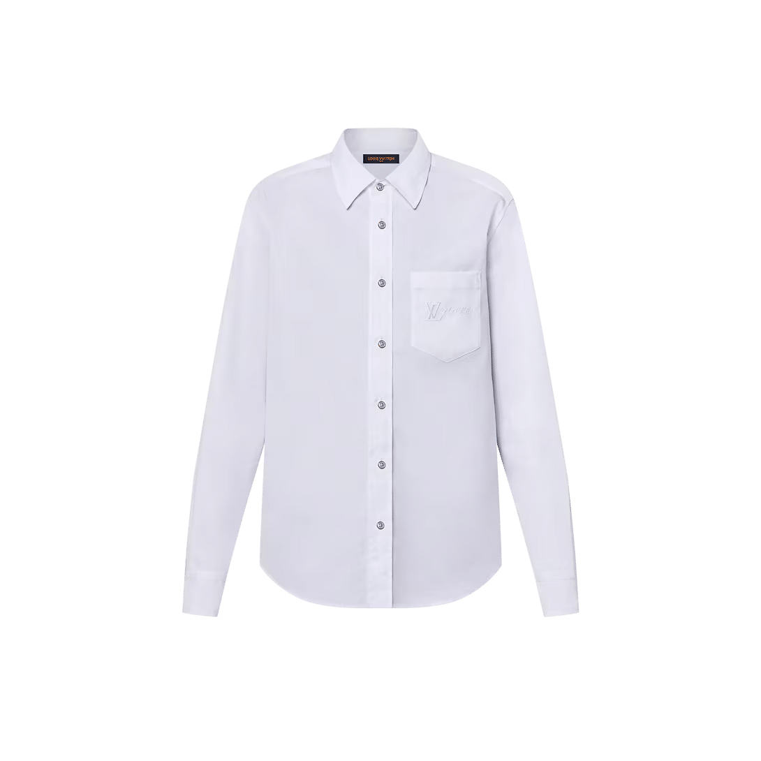 LV Embroidered Long-Sleeved Cotton Shirt