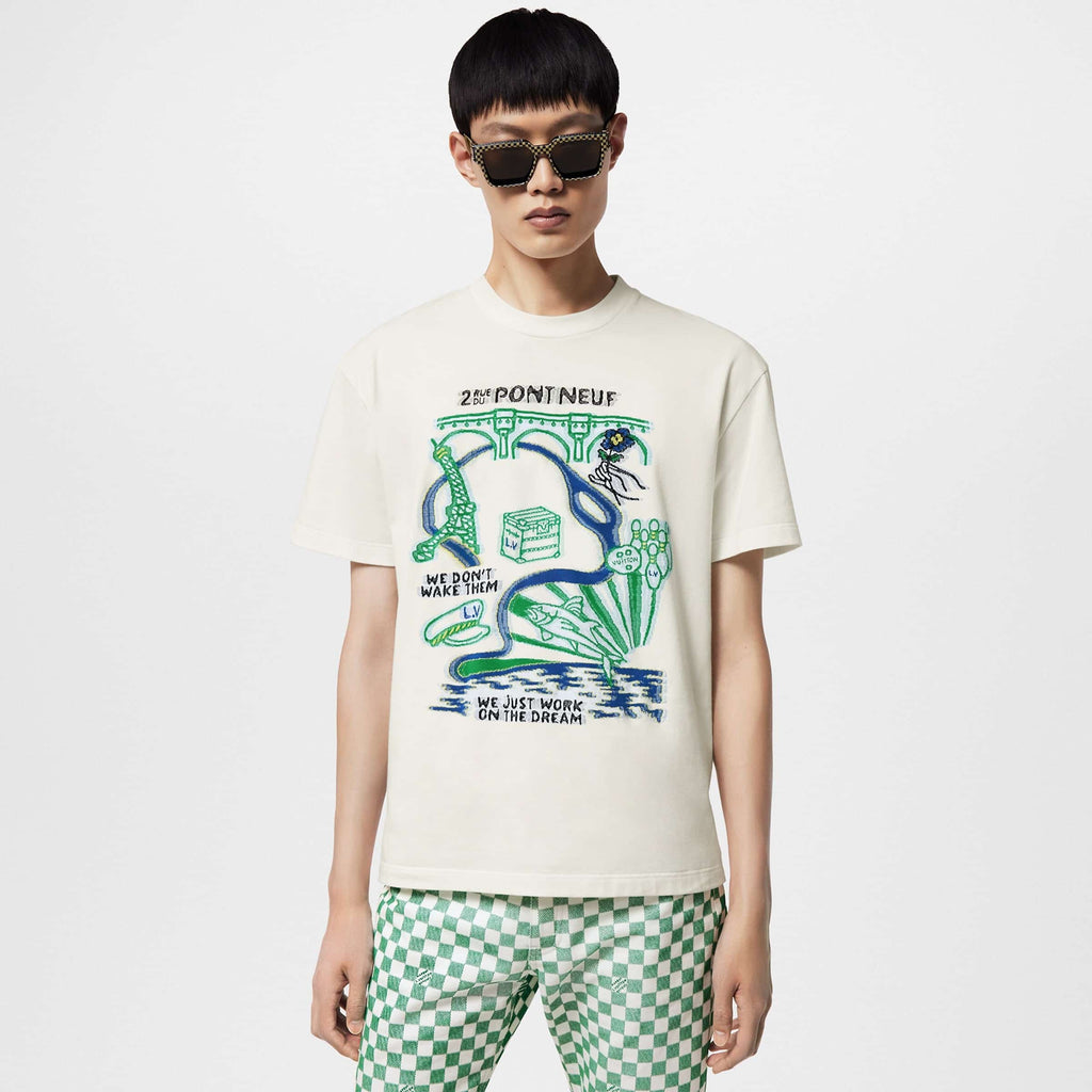 Intarsia Graphic Cotton T-Shirt