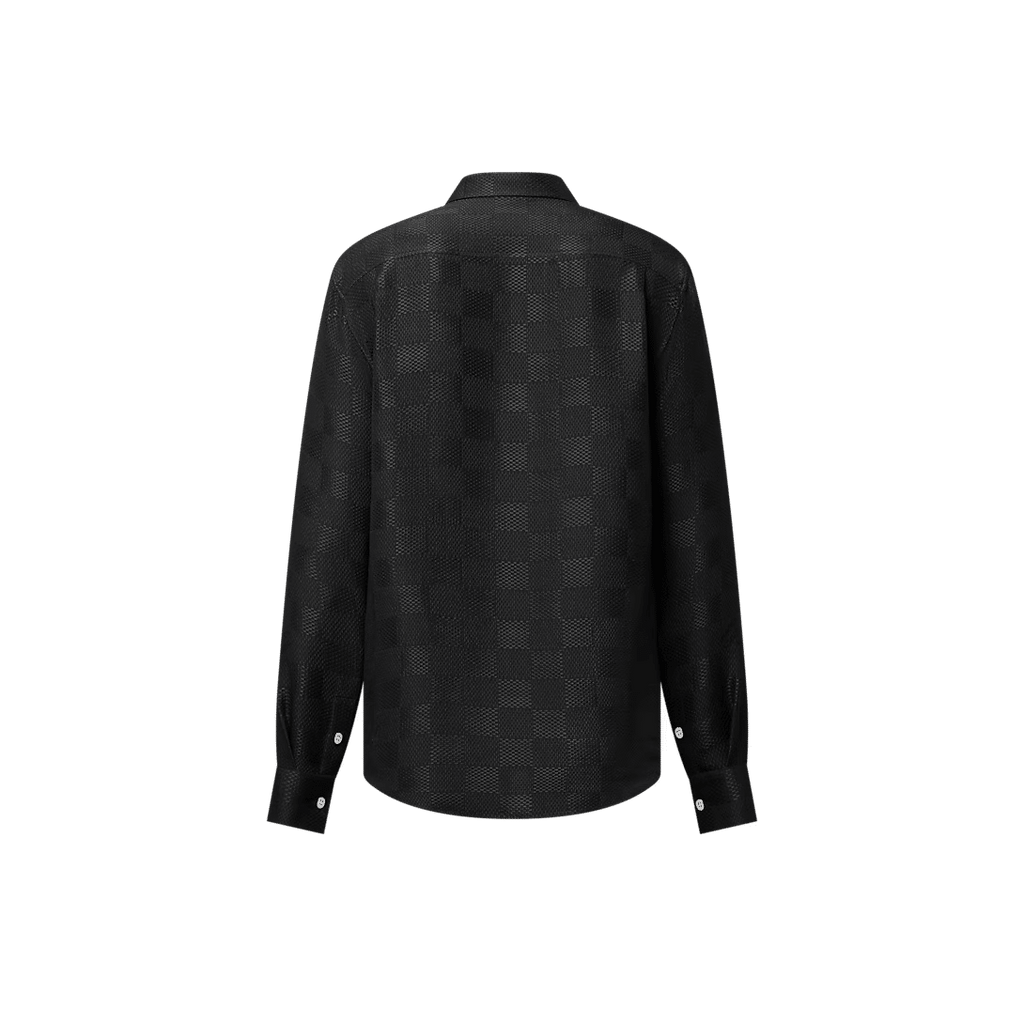 LV Jacquard Damier Long-Sleeved Silk Shirt