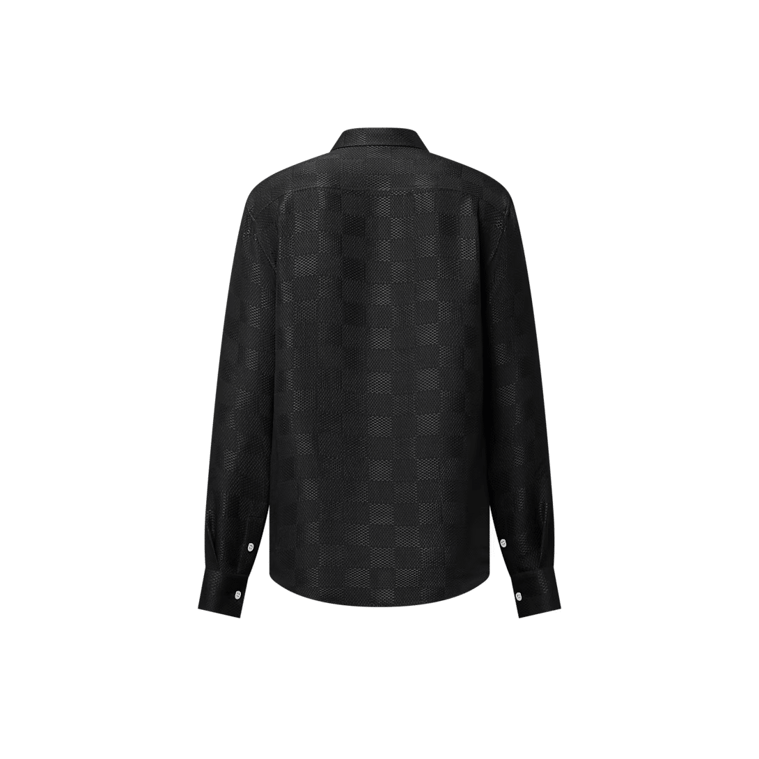 LV Jacquard Damier Long-Sleeved Silk Shirt