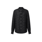 LV Jacquard Damier Long-Sleeved Silk Shirt
