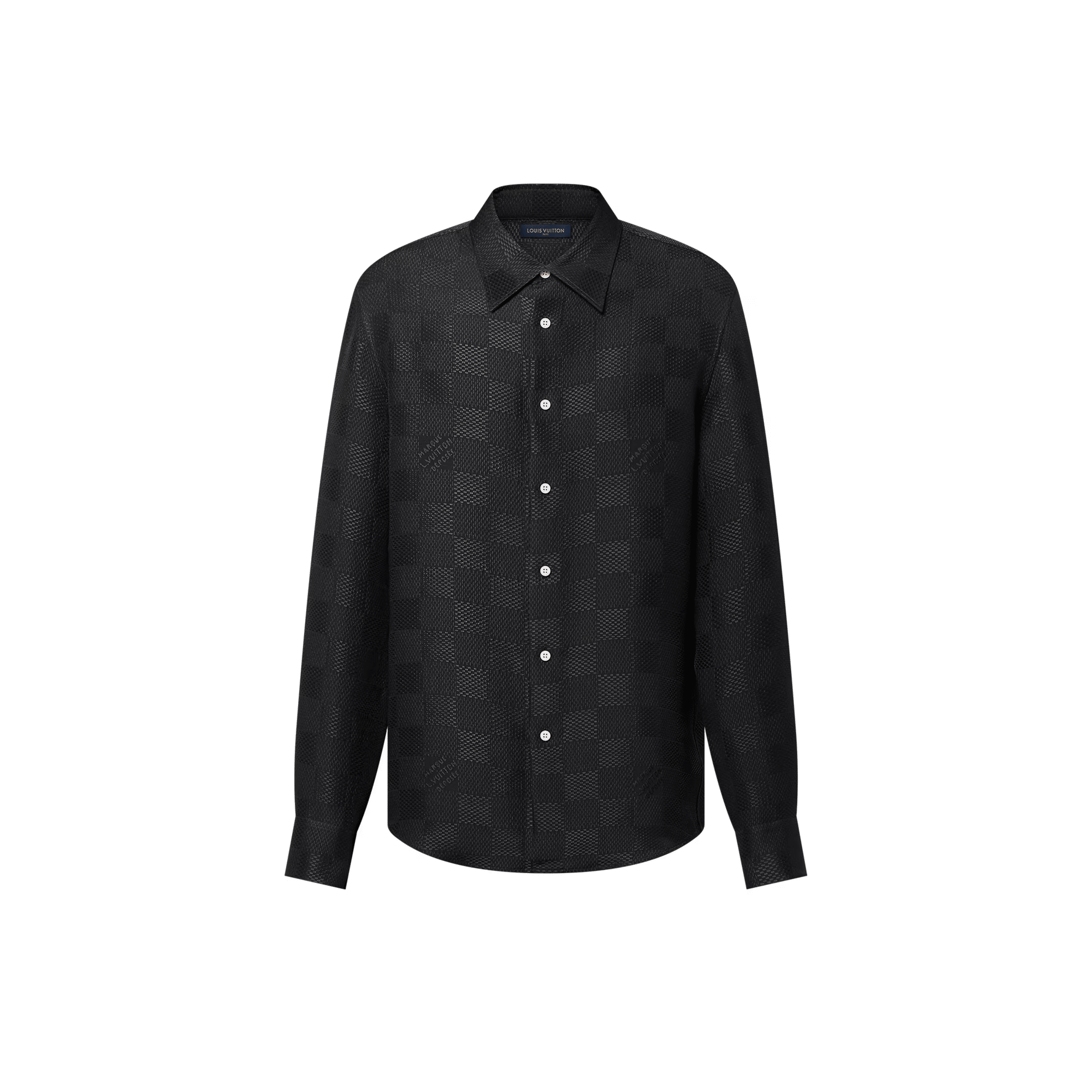 LV Jacquard Damier Long-Sleeved Silk Shirt