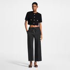 Leather Tie Mikado Jeans
