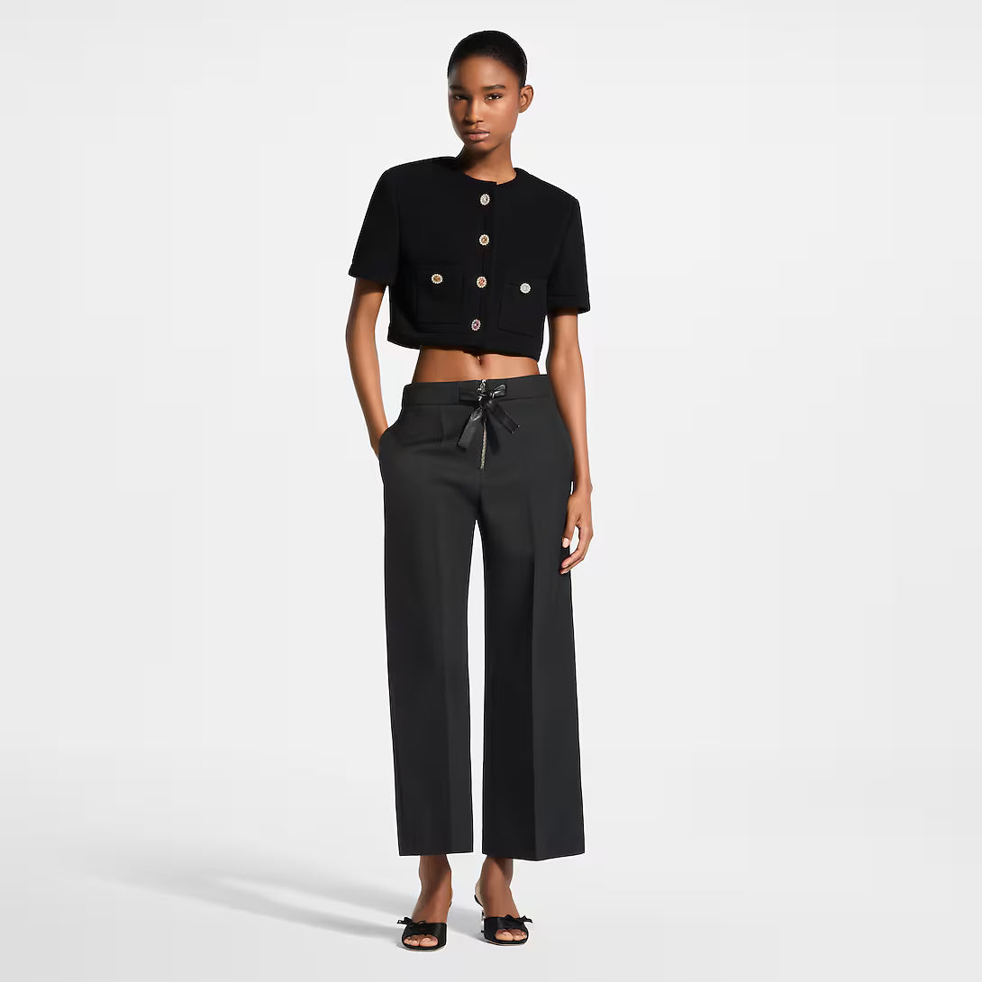 Leather Tie Mikado Jeans